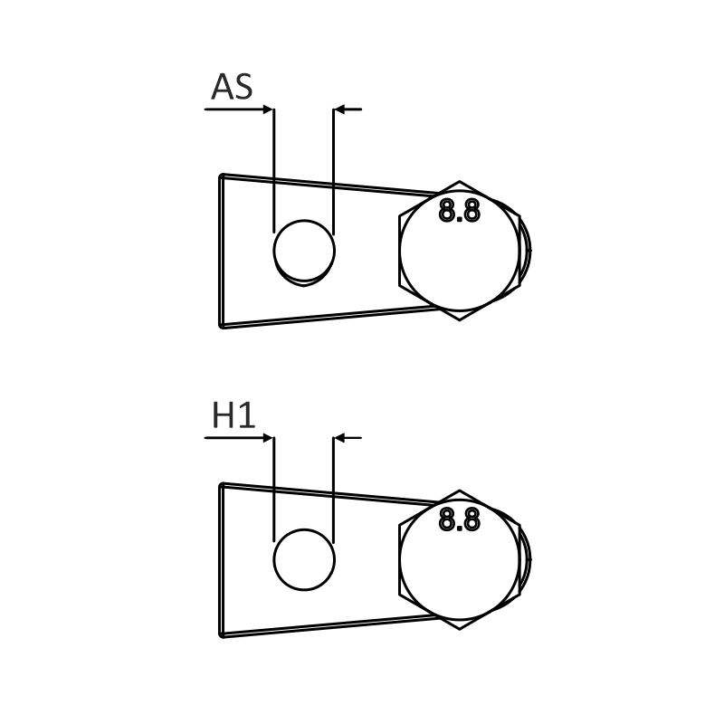 Balkklem C-model verzinkt bovenaanzicht