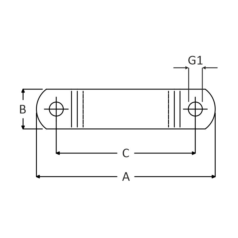 Halve kapbeugel basis model bovenaanzicht
