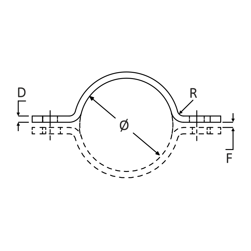 Halve kapbeugel basis model vooraanzicht