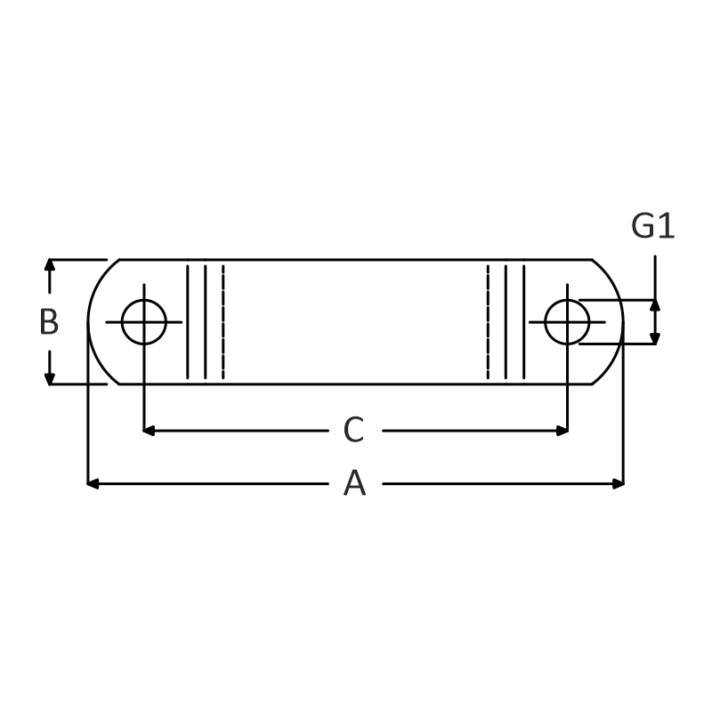 Kapbeugels DIN 3567 (stel) model A bovenaanzicht