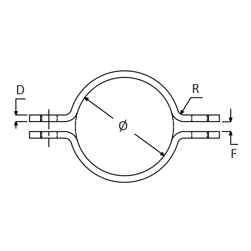 Kapbeugels DIN 3567 (stel) model A vooraanzicht