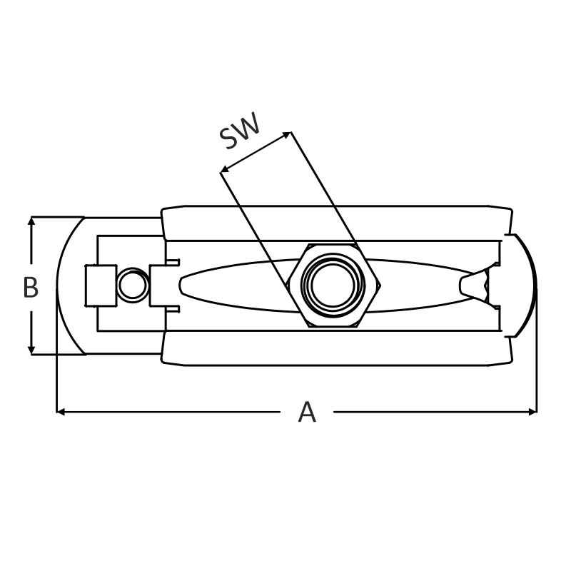 Pijpbeugel M8-M10 met EPDM rubber inlage bovenaanzicht