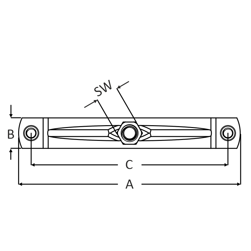 Pijpbeugel RVS-304 zonder inlage bovenaanzicht