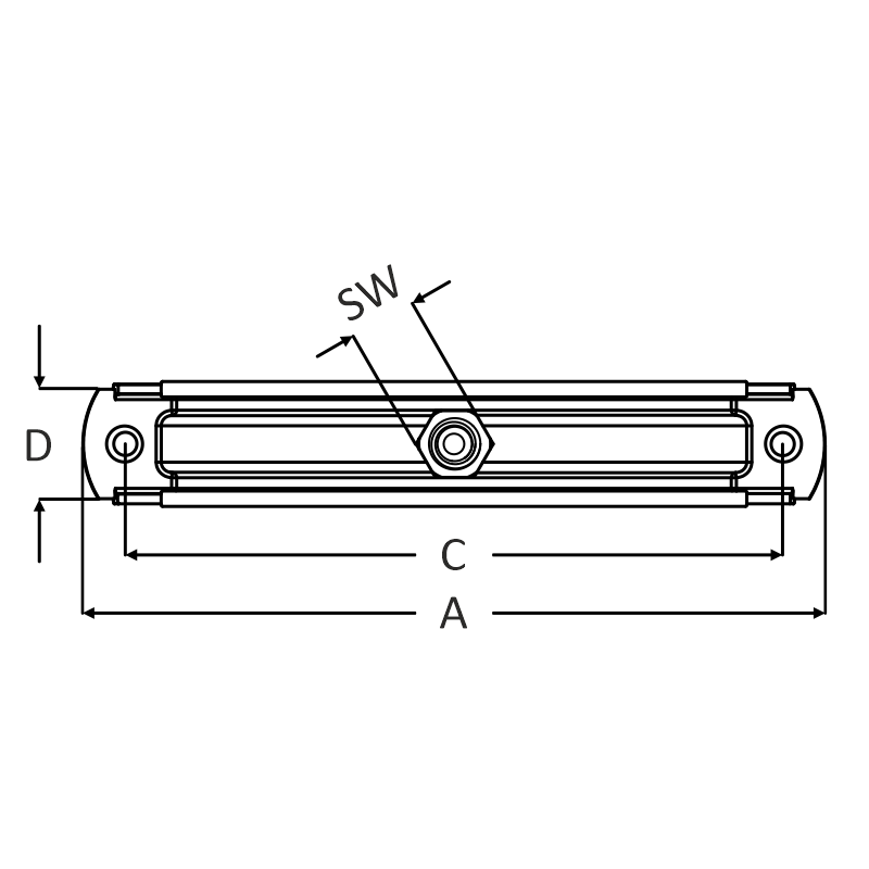 Pijpbeugel RVS-316 met EPDM rubber inlage bovenaanzicht