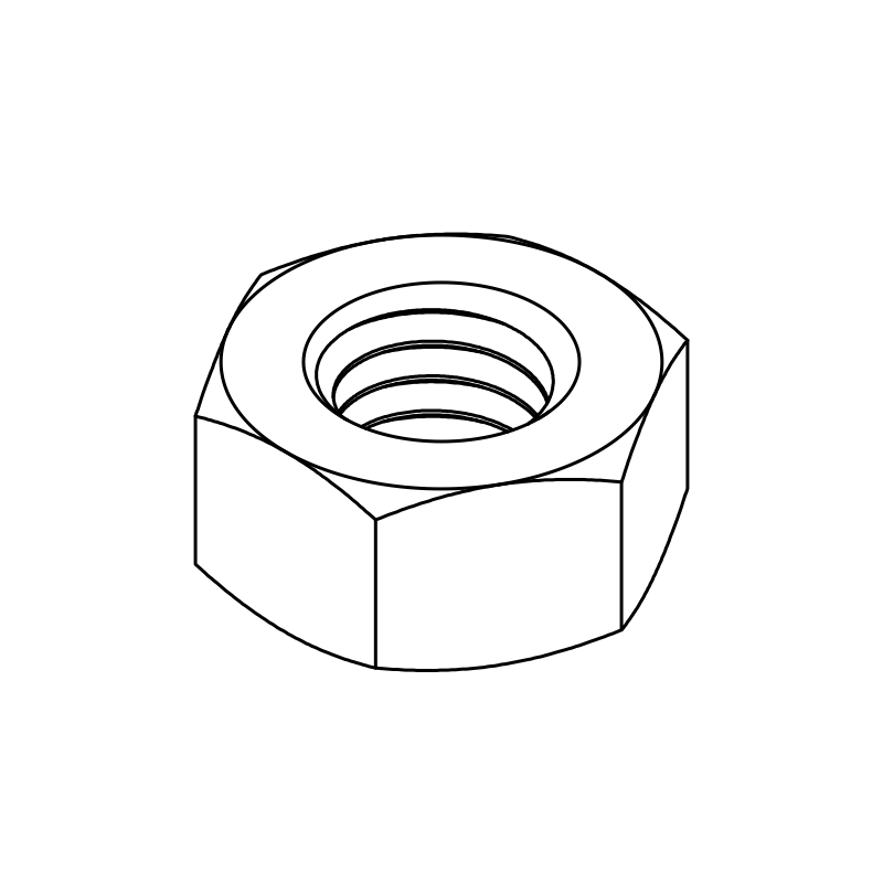 Zeskantmoer DIN 934 RVS-304 lijntekening