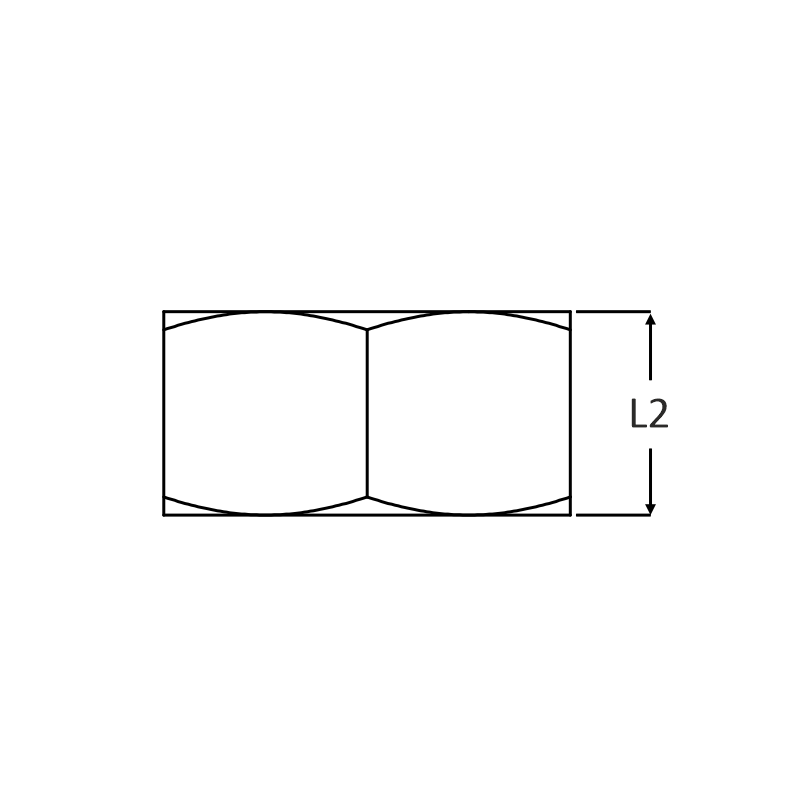 Zeskantmoer DIN 934 RVS-304 vooraanzicht