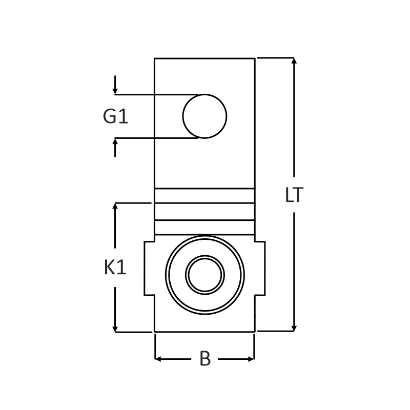 Montage-oog met M6 montage bouten RVS-304 zijaanzicht