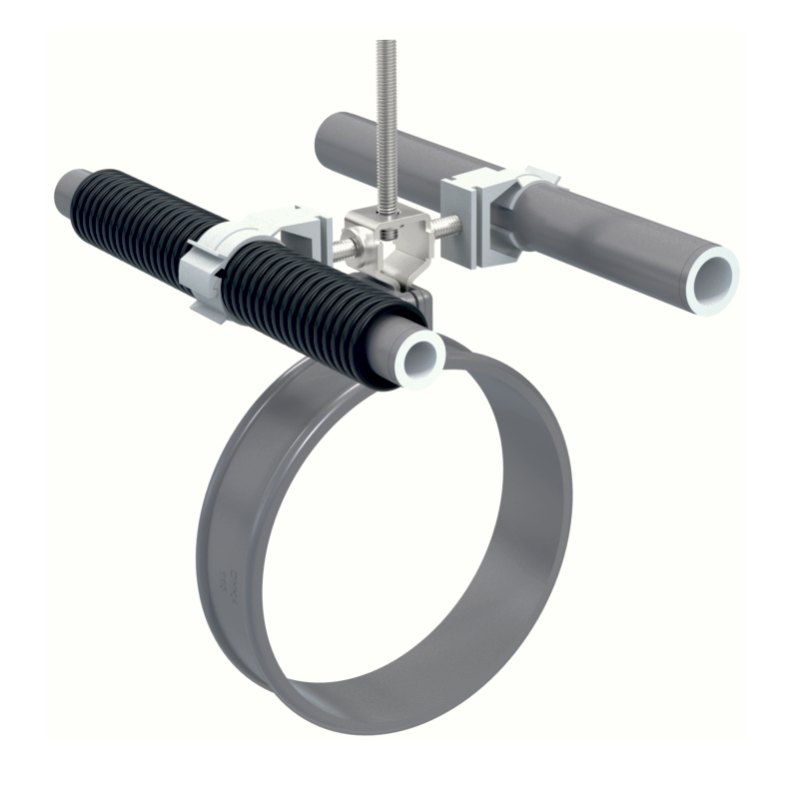 RVS-304 Draagconstructie warm- koudwater en rioleringleiding